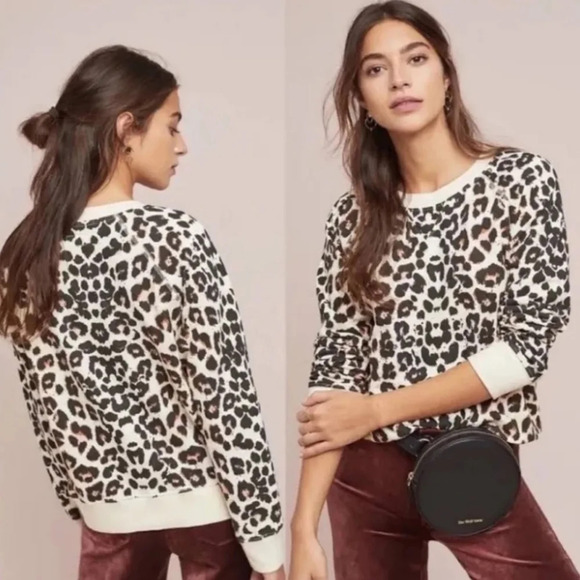 Mother Leopard Print Ivory Black Pink Sweatshirt Sweater Top - Picture 2 of 8